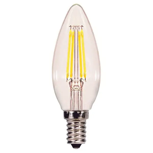 Satco S9877 Dimmable B10 LED Filament Lamp E12 Candelabra 4-Watt 300-Lumens Initial 94 CRI Warm White Best Price