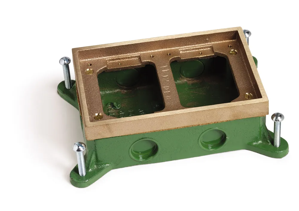 Lew SH-6262-58 Cast Iron 2-Gang Shallow Semi Adjustable Concrete Floor Box 6-3/8-Inch x 4-1/4-Inch x 2.1-Inch Discount