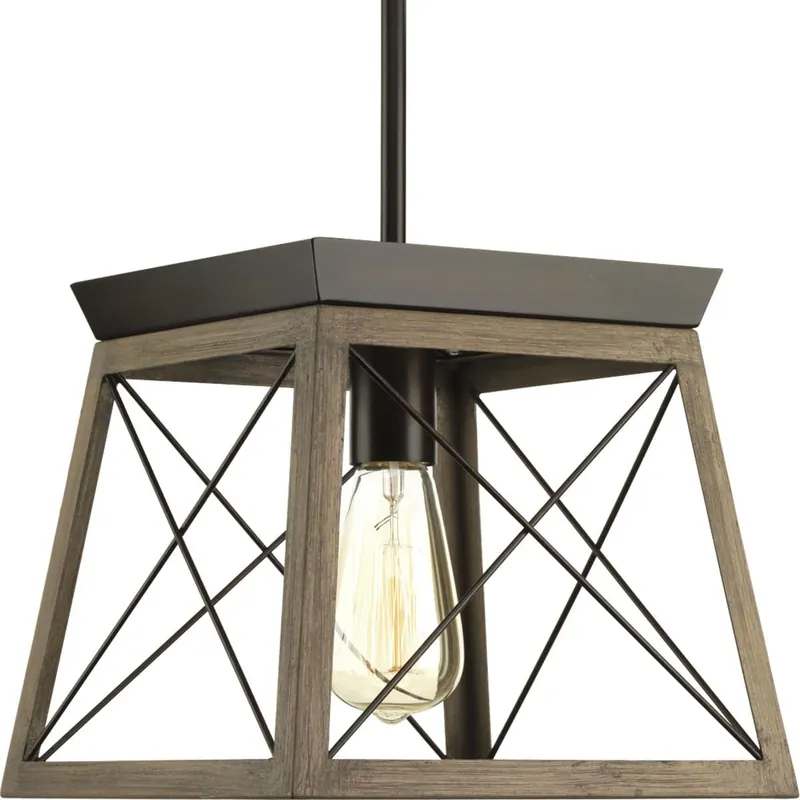 Hot Deal Progress Lighting P500041-020 1-Light Mini-Pendant Fixture 100-Watt 120-Volt Antique Bronze Painted Briarwood