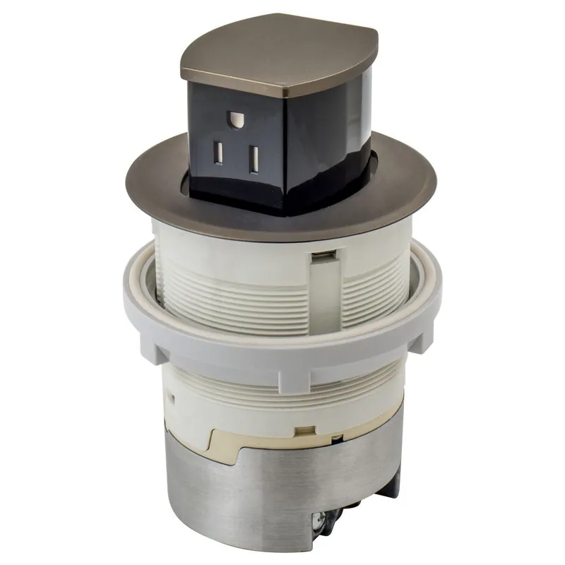 Today Only Hubbell-Wiring RCT200BZE 3-Wire 2-Pole Tamper-Resistant Pop-Up Kitchen Counter Receptacle 15-Amp 125-Volt NEMA 5-15R Bronze TradeSelect