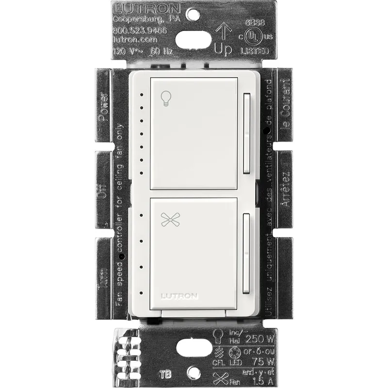 Instant Buy Lutron MACL-LFQ-WH 120-Volt AC at 60-Hz 1.5-Amp 1-Pole 4-Speed Quiet Fan/Light Control White Maestro