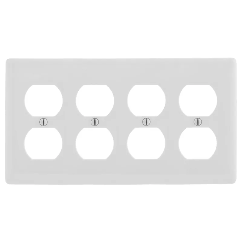 Hubbell-Wiring NP84W Nylon Screw Mount NP Series Standard Size 4-Gang Wallplate White Kellems Viral