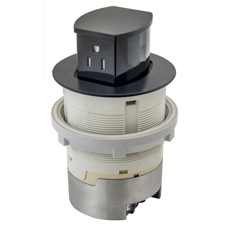 Same Day Shipping Hubbell-Wiring RCT201BK Tamper-Resistant Countertop Pop Up Receptacle 125-Volt 15-Amp Black TradeSelect®
