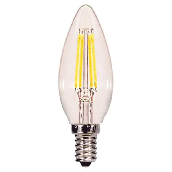 Satco S9890 Dimmable C11 LED Filament Lamp E12 Candelabra 3.5-Watt 350-Lumens Initial 80 CRI Warm White Exclusive