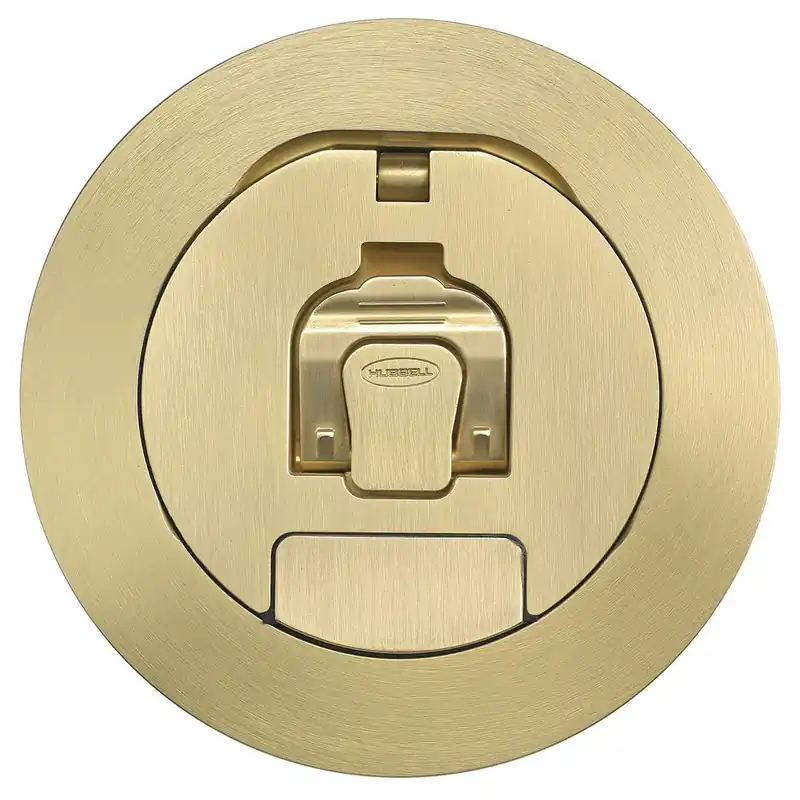 Hubbell-Wiring AFBS1R4CVRBRS Brass Plated Aluminum Recessed Floor Box Cover 4-Inch x 0.15-Inch SystemOne Discount