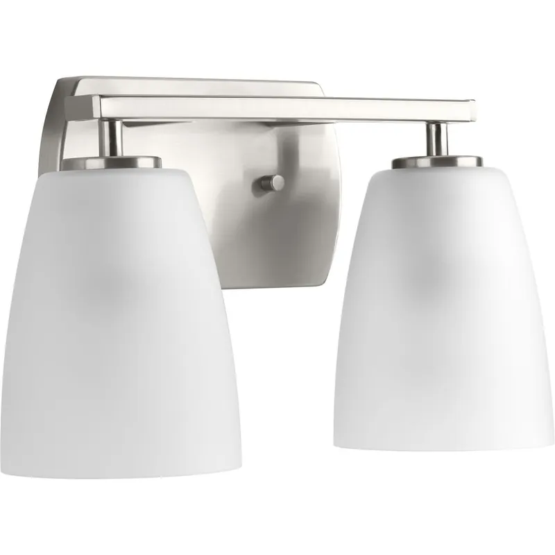 Money Back Guarantee Progress Lighting P300132-009 2-Light Bath Vanity Fixture 100-Watt 120-Volt Brushed Nickel Leap