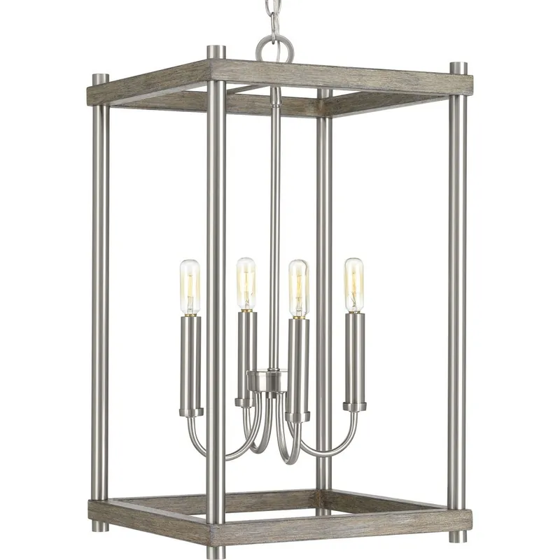 Premium Progress Lighting P500088-009 4-Light Pendant Light 60-Watt 120-Volt Brushed Nickel Fontayne