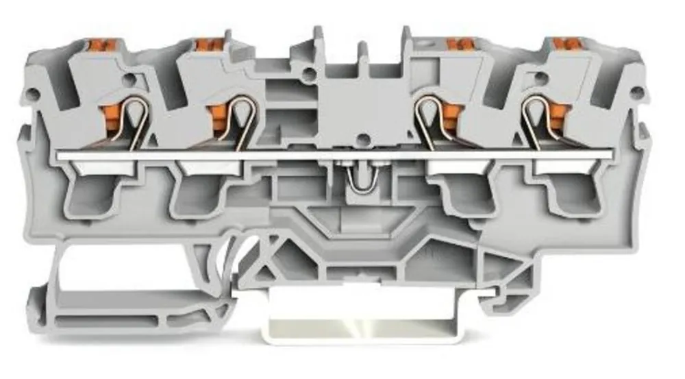 Original Terminal Block, Feedthrough with Push-Buttons; DIN Rail Mount; 4-Conductor; 6.2 mm, Gray