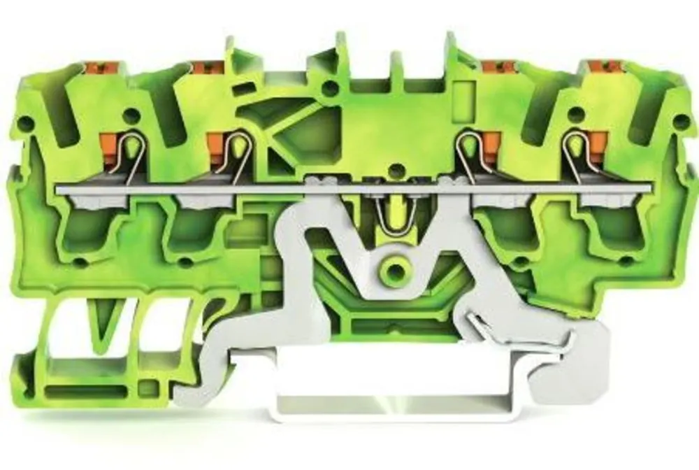 Price Drop 2204-1407, 4-Conductor, Ground Terminal Block, 2.5 mm², DIN-Rail Mount, Green/Yellow