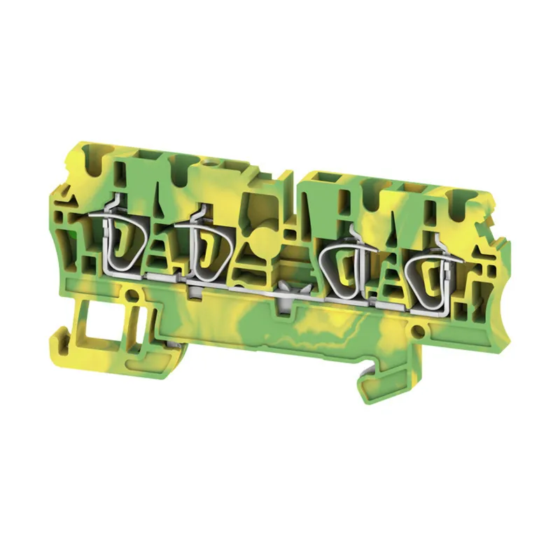 Final Sale Terminal Block, Grounding, Yellow/Green, 5.1mm Width, DIN Rail Mount