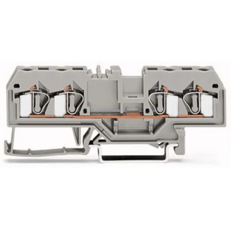 Place Order Terminal Block, Feed Through, 4 Conductor, Gray, 26A, 800V AC/DC