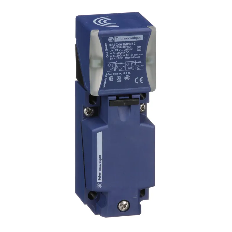 inductive sensor, XS7, 40x40x117, PBT, sensing 15 mm, 24 to 240 VAC/DC, terminals New Release